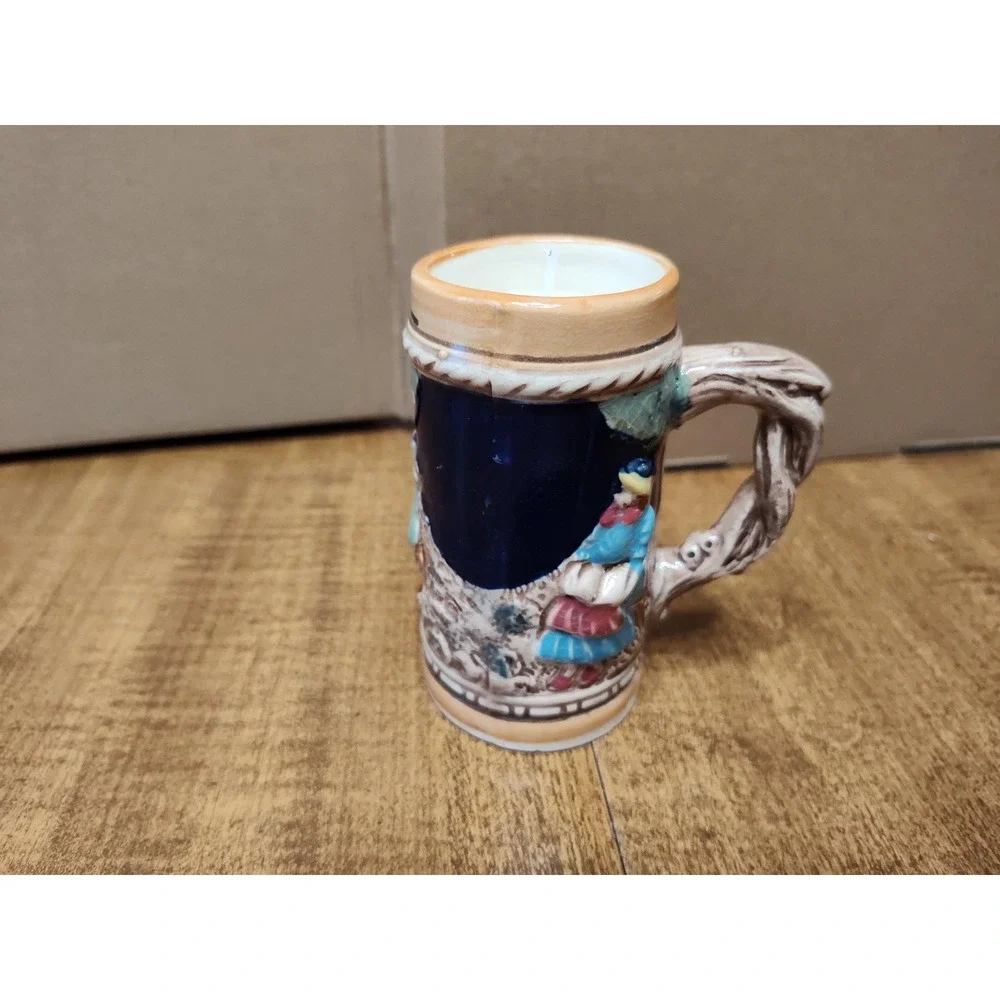 Handmade Bay Rum Scented Candle 6 oz Vintage Ceramic Mini Beer Stein Mug D27